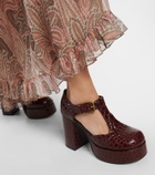 Etro Croc-effect leather Mary Jane pumps