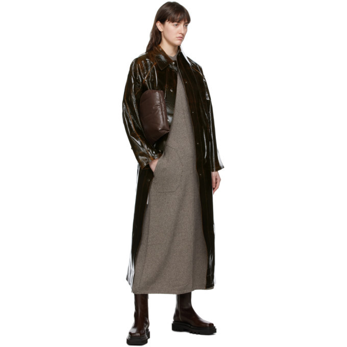 Kassl Editions Brown Wool Original Long Lacquer Coat Kassl Editions