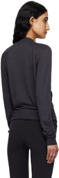 SKIMS Gray Modal French Terry Shunken Zip Up Sweatshirt