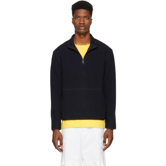 Photo: AMI Alexandre Mattiussi Navy Half-Zip Sweatshirt