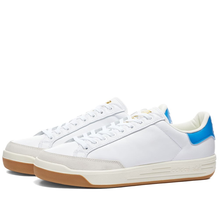 Photo: Adidas Men's Rod Laver Sneakers in White/Blue Rush
