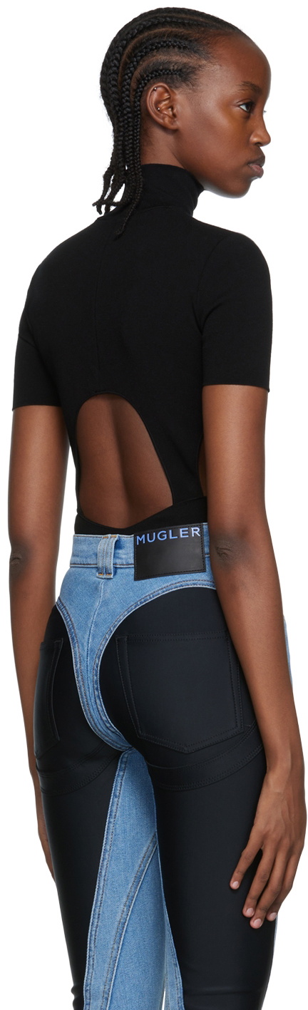 Mugler Black Cutout Bodysuit