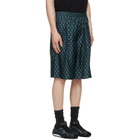 BALMAIN Blue Grid Print Silk Loose Pyjama Shorts