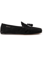 TOM FORD - Berwick Leather-Trimmed Tassled Suede Loafers - Black