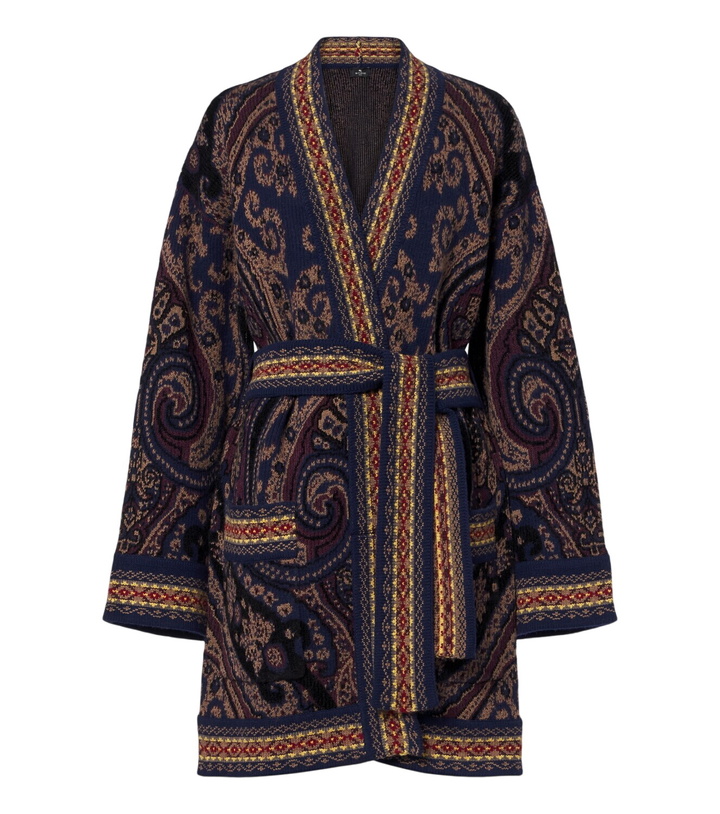 Photo: Etro Jacquard wool-blend wrap cardigan