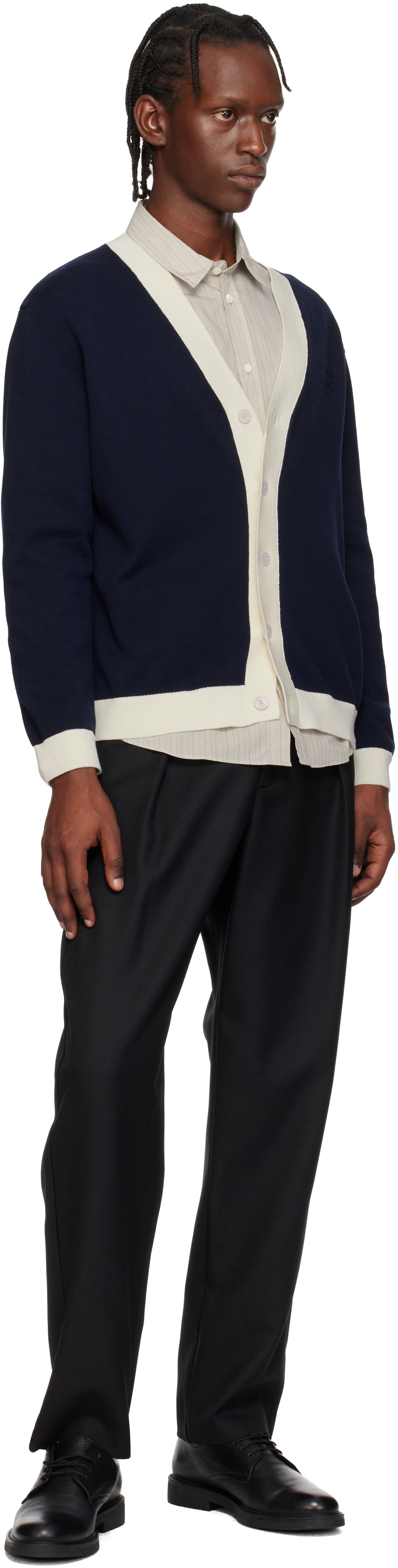 Maison Kitsuné Navy Contrasted Cotton Comfort Cardigan