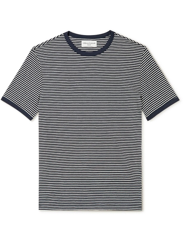Photo: Officine Générale - Striped Cotton-Jersey T-Shirt - Blue