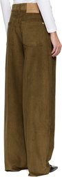 AMI Paris Khaki Cotton Large Fit Trousers