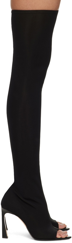 Photo: Victoria Beckham Black Peep Toe Stretch Jersey Boots