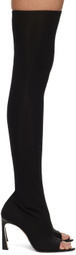 Victoria Beckham Black Peep Toe Stretch Jersey Boots