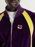 Valentino Garavani - Appliquéd Cotton-Blend Velvet Track Jacket - Purple