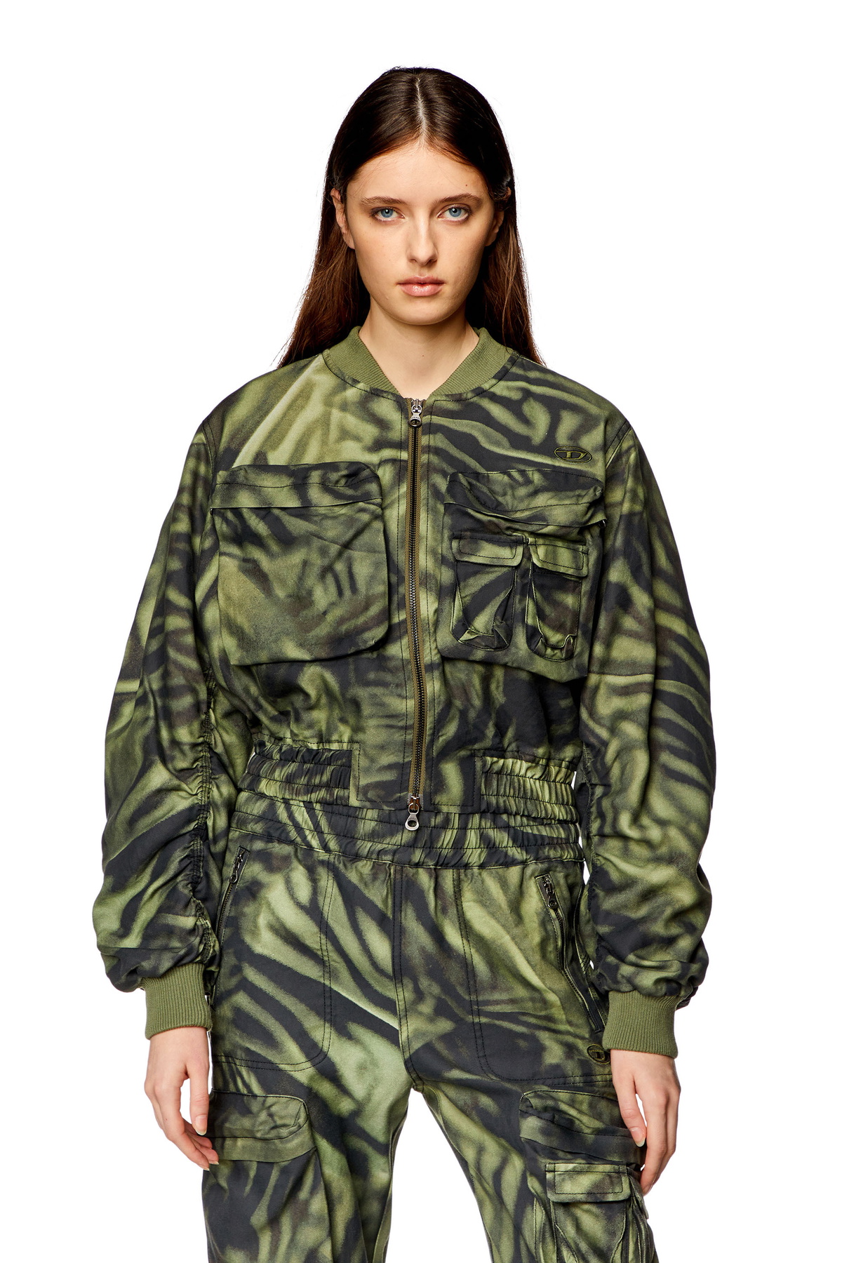Diesel Cargo bomber in zebra-camo twill - Jackets Womens in 