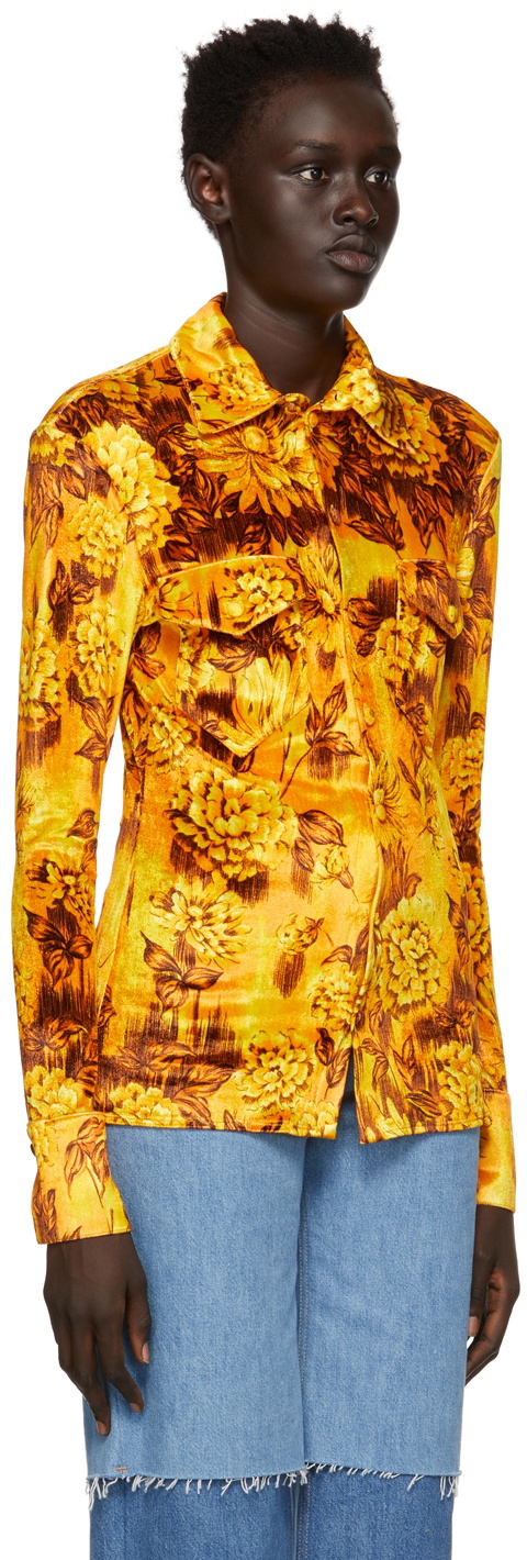 Kwaidan Editions Yellow Printed Velour Shirt