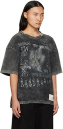 Maison MIHARA YASUHIRO Black Distressed Cat Print T-shirt
