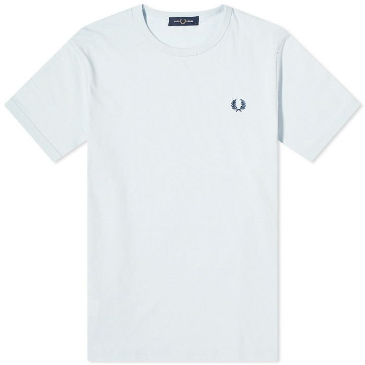 Photo: Fred Perry Men's Ringer T-Shirt in Light Ice/Midnight Blue