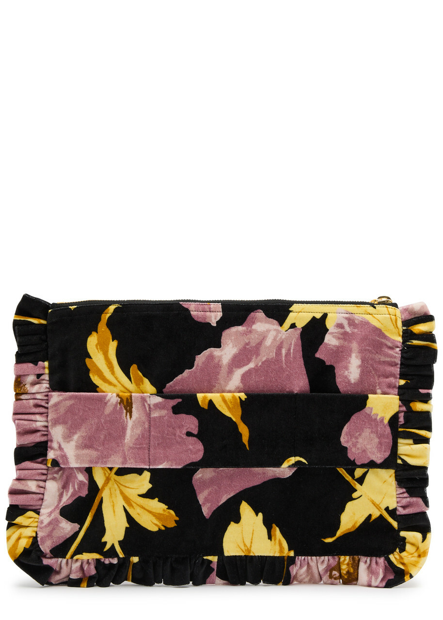 LA Double J Floral Velvet Hand Pochette Pouch - Multicoloured - One Size