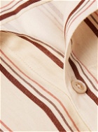 A Kind Of Guise - Pace Grandad-Collar Striped Linen and Cotton-Blend Shirt - Neutrals