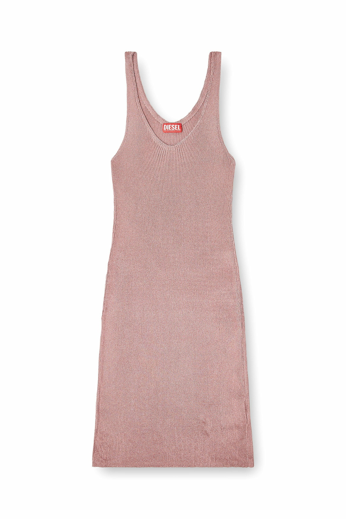 Diesel Midi dress in metallic ribbed knit - Dresses Womens in Pink