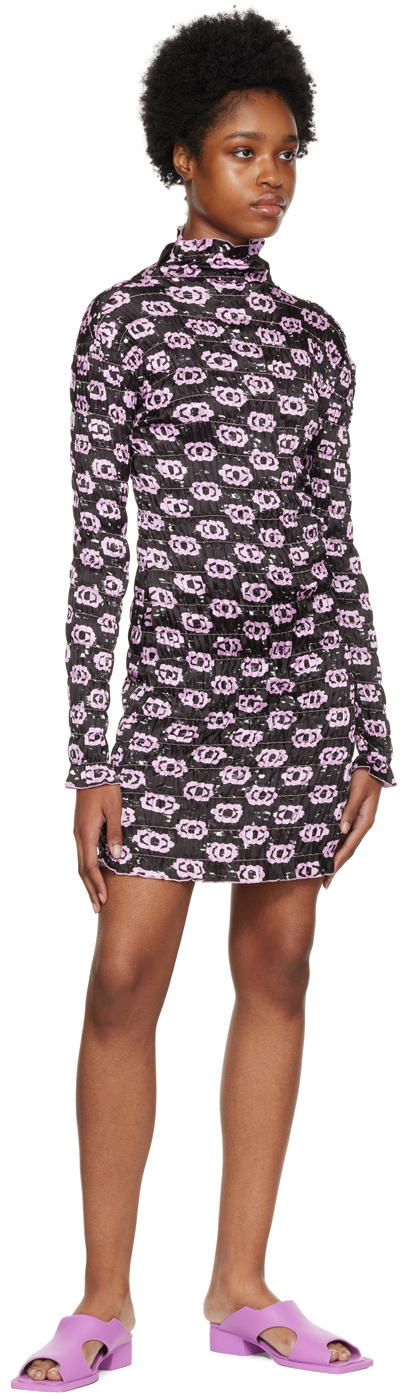 Amy Crookes Black Shirred Minidress
