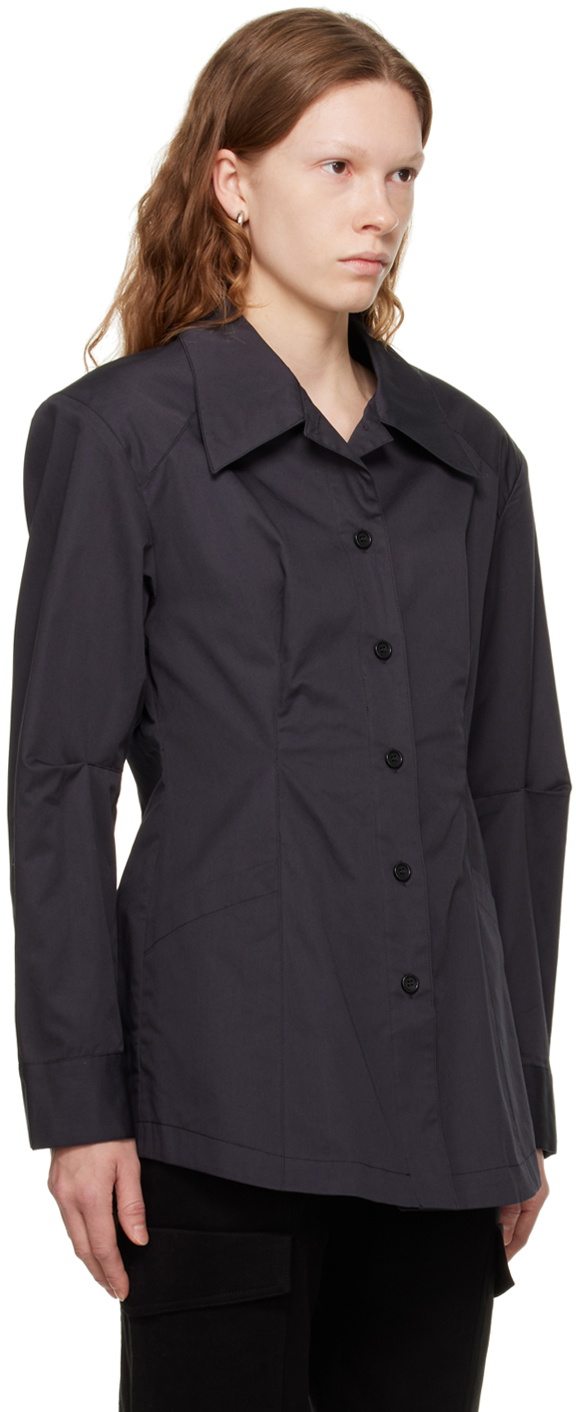 DRAE Navy Pointed Collar Shirt