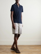 Orlebar Brown - Felix Striped Slim-Fit Linen-Piqué Polo Shirt - Blue