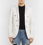 Balmain - White Slim-Fit Double-Breasted Satin-Trimmed Wool Blazer - Men - White