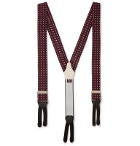 Favourbrook - Leather-Trimmed Silk-Moire Braces - Burgundy