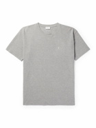 SAINT LAURENT - Logo-Embroidered Cotton-Blend Piqué T-Shirt - Gray