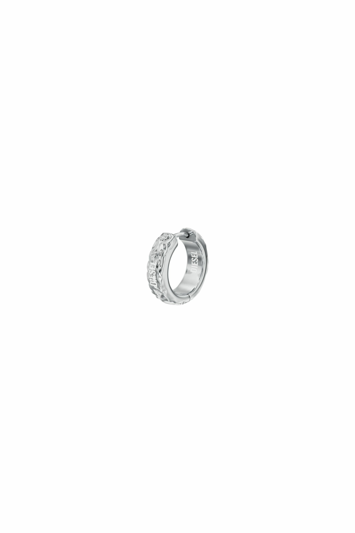 Diesel Stainless Steel Hoop Earring - Earrings - Unisex - Silver