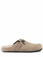 BRUNELLO CUCINELLI 10mm Suede & Fur Mules