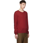 Maison Margiela Red Wool Distressed Crewneck Sweater