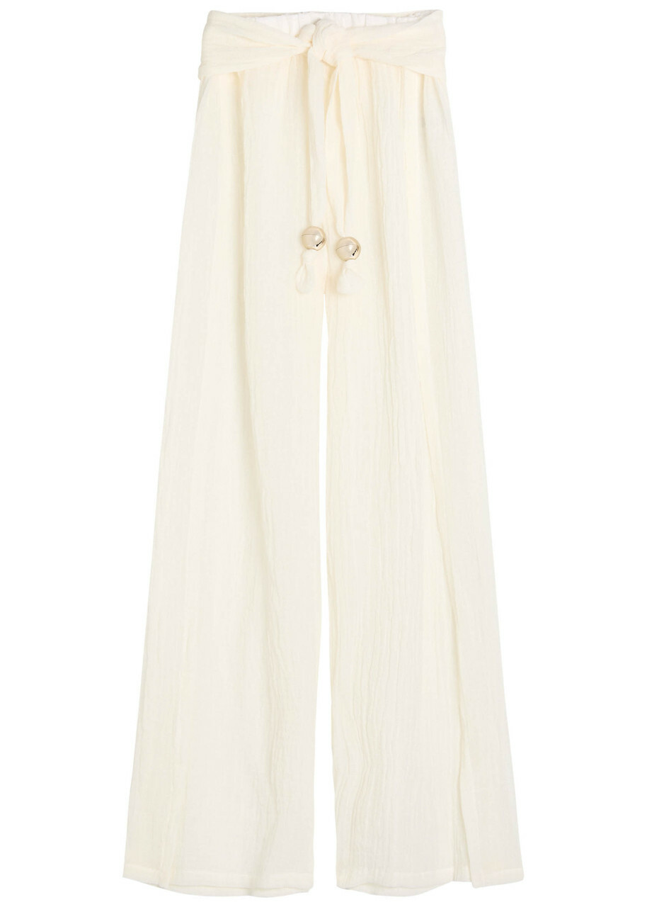Lisa Marie Fernandez Linen-blend Wide-leg Trousers White