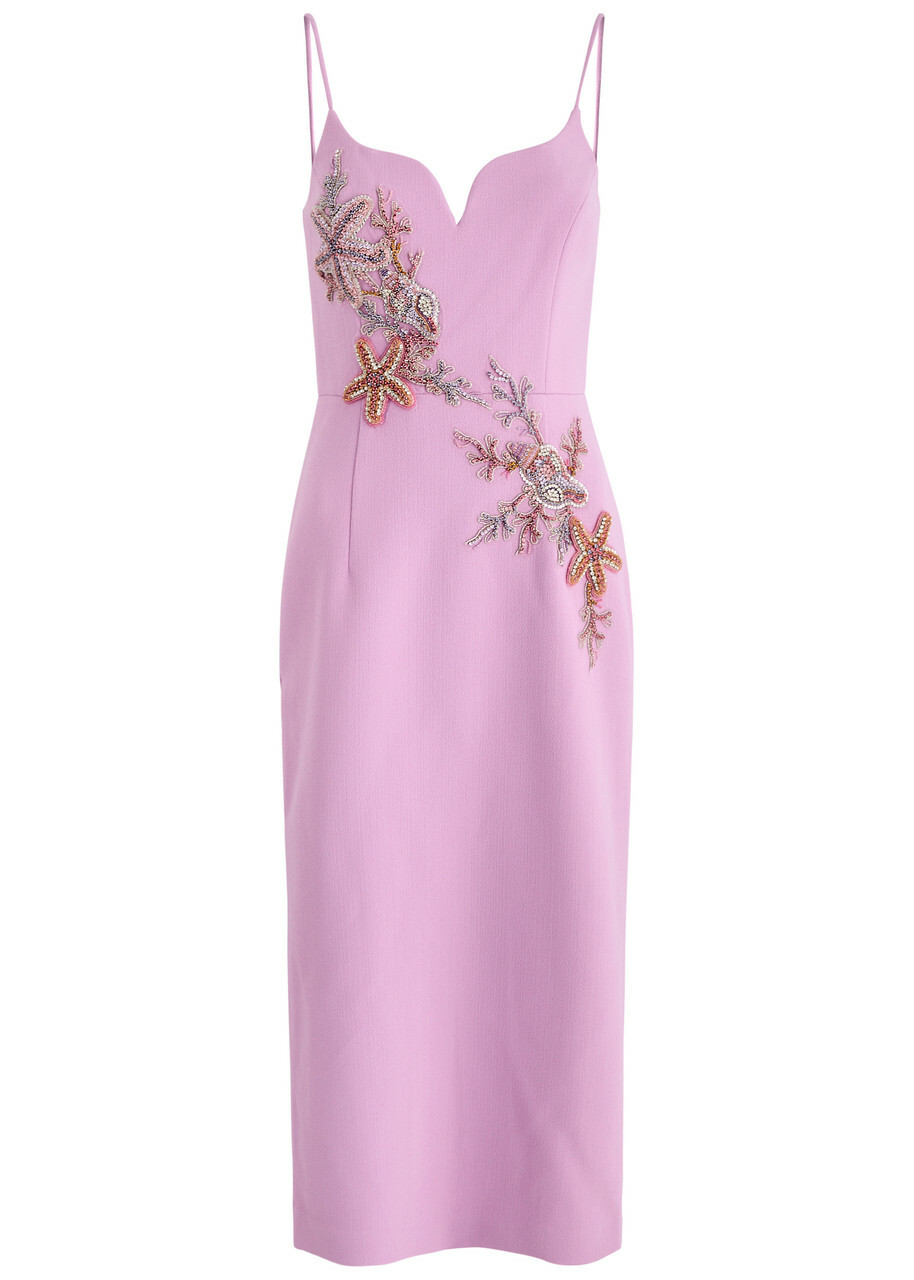 Rebecca Vallance Chantara Embellished Midi Dress Lilac