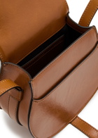 Chloe - Women's Brown Marcie Small Glossed Leather Saddle Bag - Ring Fastening & Adjustable Shoulder Strap - One Size