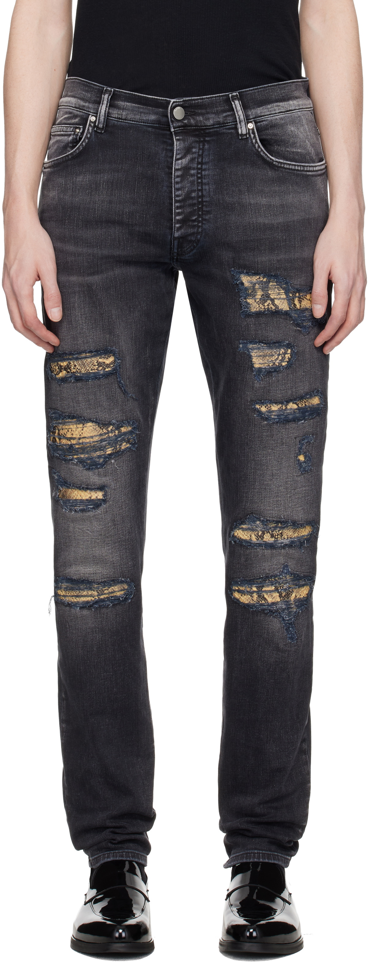 AMIRI Blue Hand Painted Slit Knee Jeans Amiri