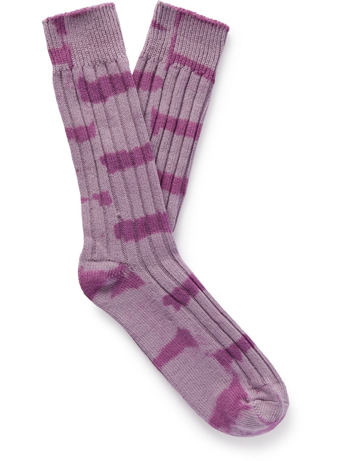 Photo: Stussy - Ribbed Tie-Dyed Cotton-Blend Socks