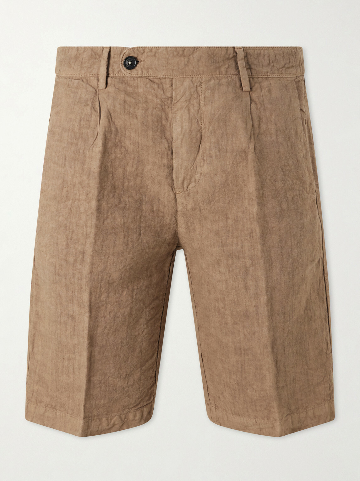 Massimo Alba - Alaccia Straight-Leg Pleated Linen Shorts - Brown