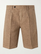 Massimo Alba - Alaccia Straight-Leg Pleated Linen Shorts - Brown