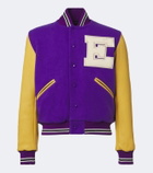 ERL Leather-trimmed wool-blend bomber jacket