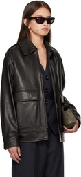 Nour Hammour Brown Drey Leather Jacket