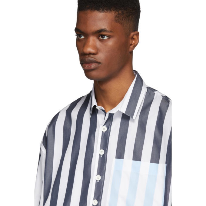 Sunnei Blue Striped Contrast Shirt Sunnei