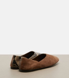 Khaite Jane snake-effect leather and suede ballet flats