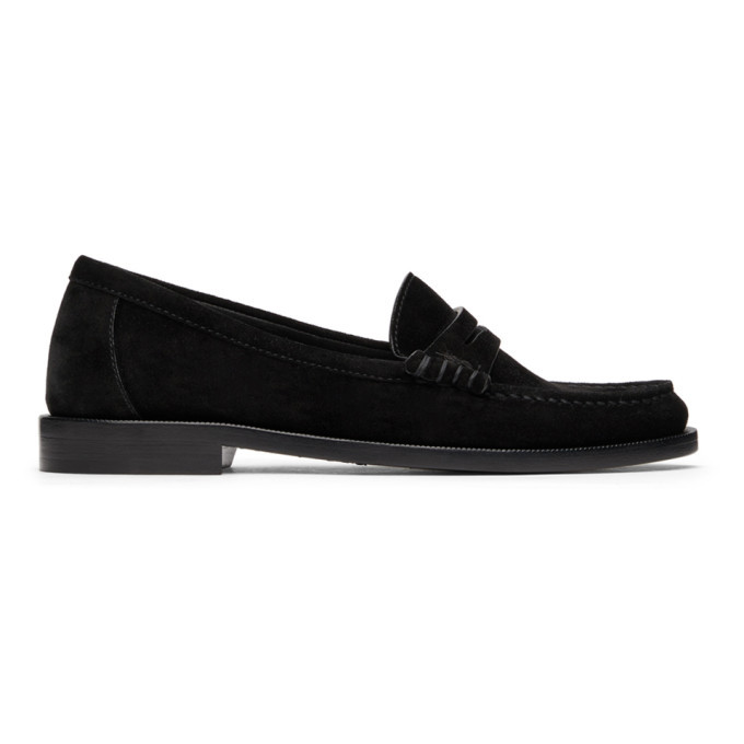 Saint Laurent Black Suede Le Loafer Monogram Penny Slippers  display picture 3