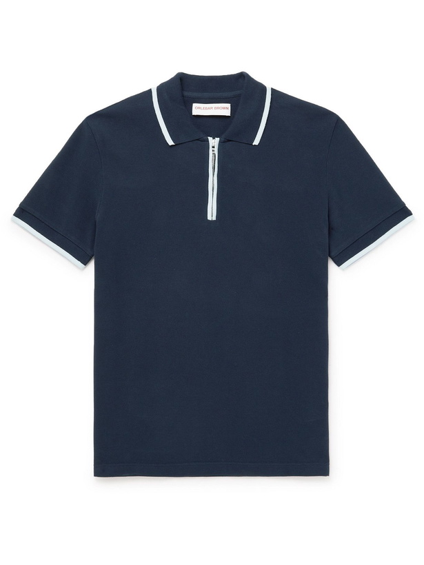 Photo: Orlebar Brown - Jarrett Cotton-Piqué Polo Shirt - Blue