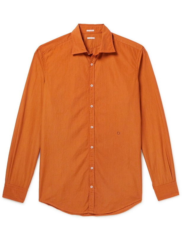 Photo: Massimo Alba - Genova Striped Cotton-Poplin Shirt - Orange