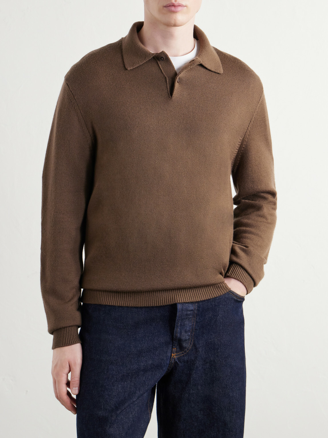 Mr P. - Merino Wool Polo Shirt - Brown
