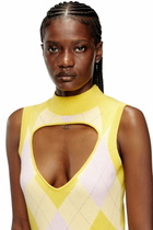 Diesel Cut-out turtleneck vest in argyle wool - T-Shirts Womens in Yellow