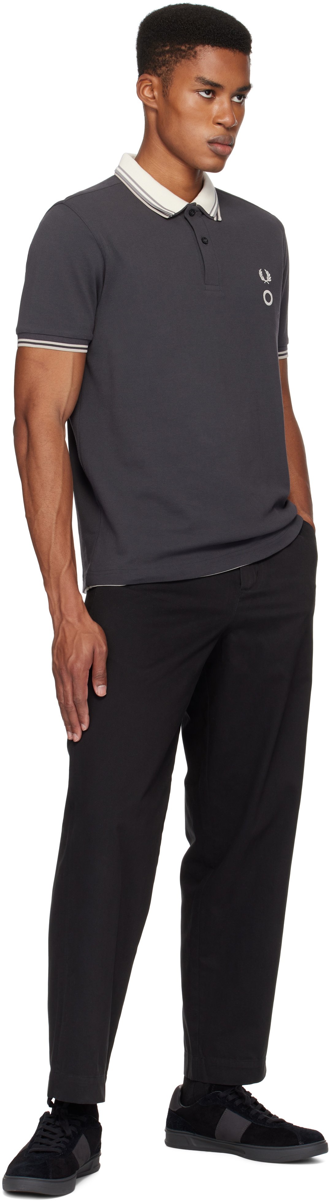 Fred Perry Black Straight Leg Twill Trousers Fred Perry