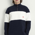 Armor-Lux Men's Stripe Half Zip Sweatshirt in Marine Deep/Milk