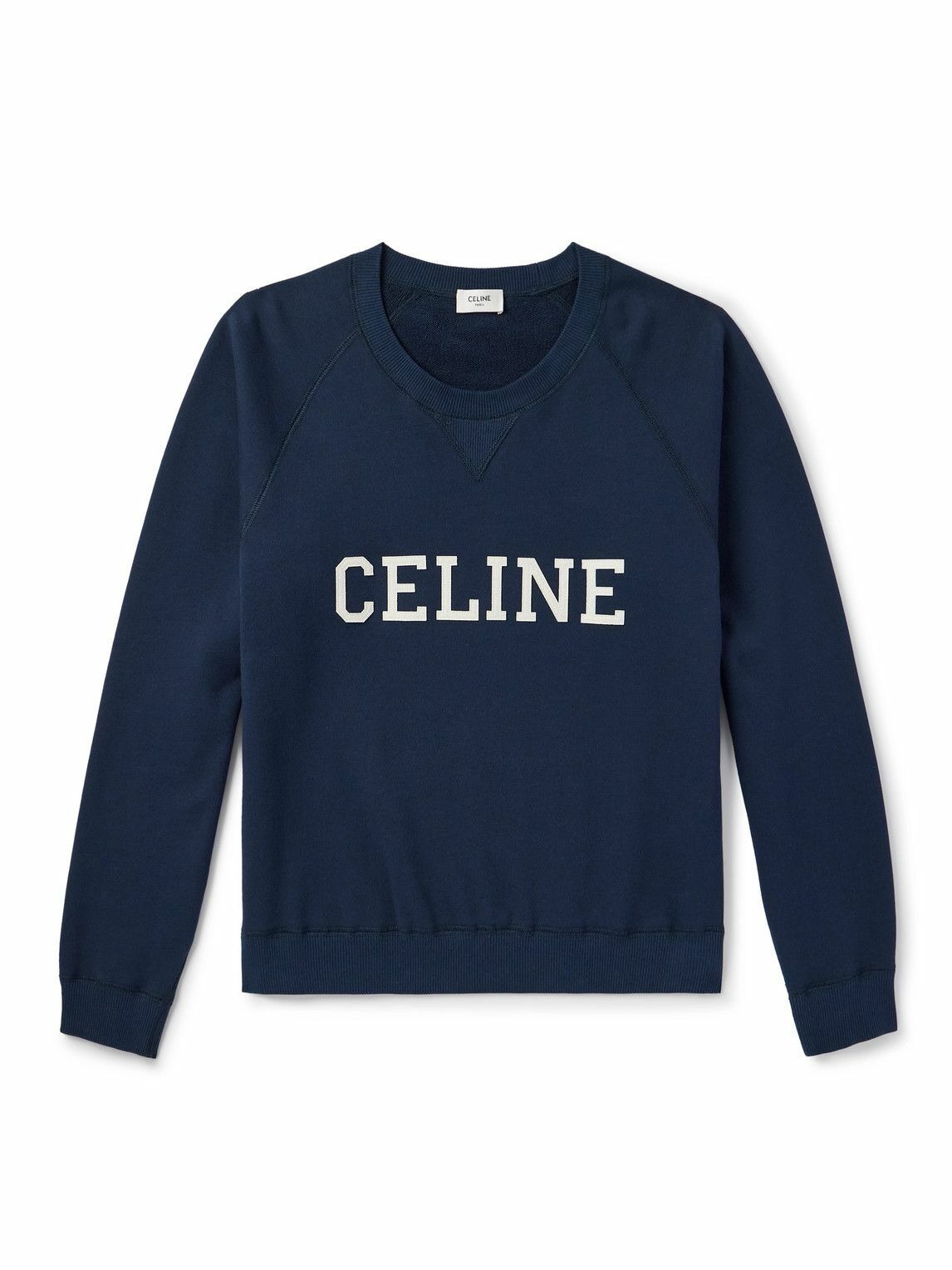 CELINE - Logo-Appliquéd Cotton-Jersey Sweatshirt - Blue